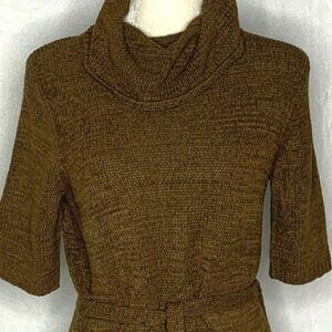 Josephine Chaus Cowl Neck Tunic Sweater S Brown